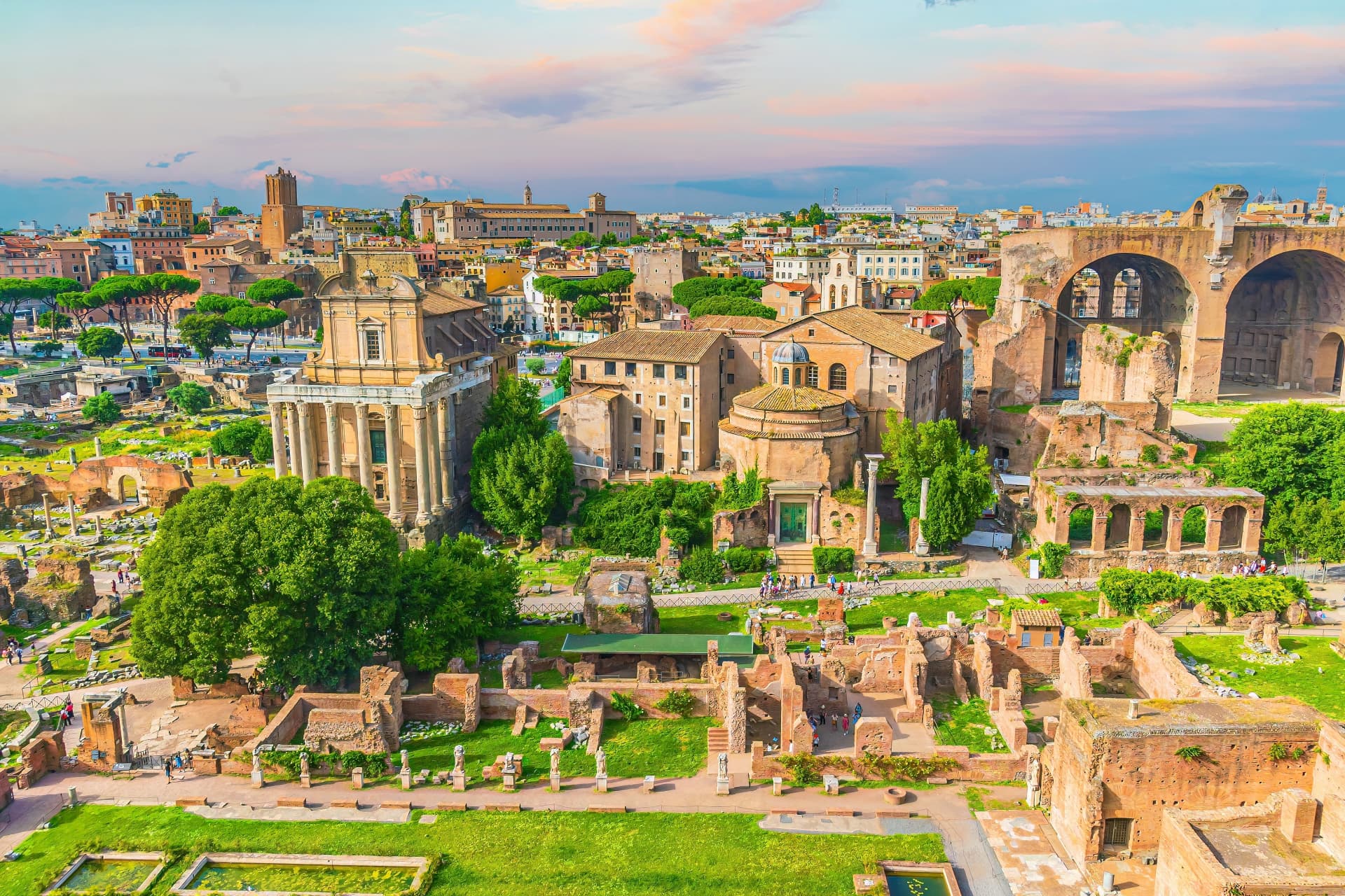 Temple of Antoninus and Faustina, Temple of Romulus and Basilica of Maxentius above the Forum