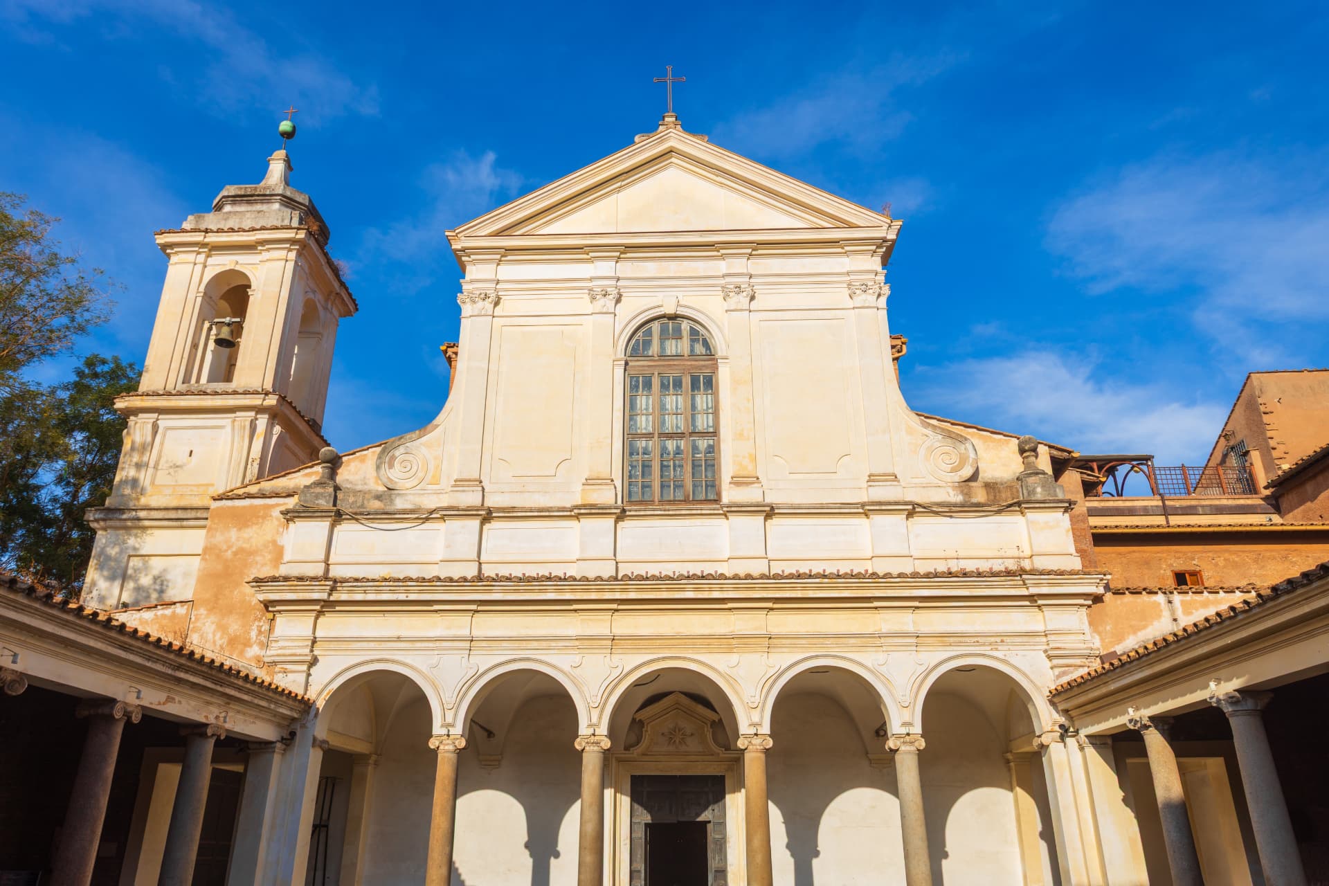 Basilica San Clemente façade and courtyard in Rome