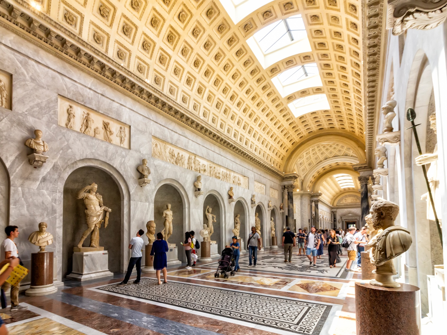 Braccio Nuovo statue gallery with wide floor space