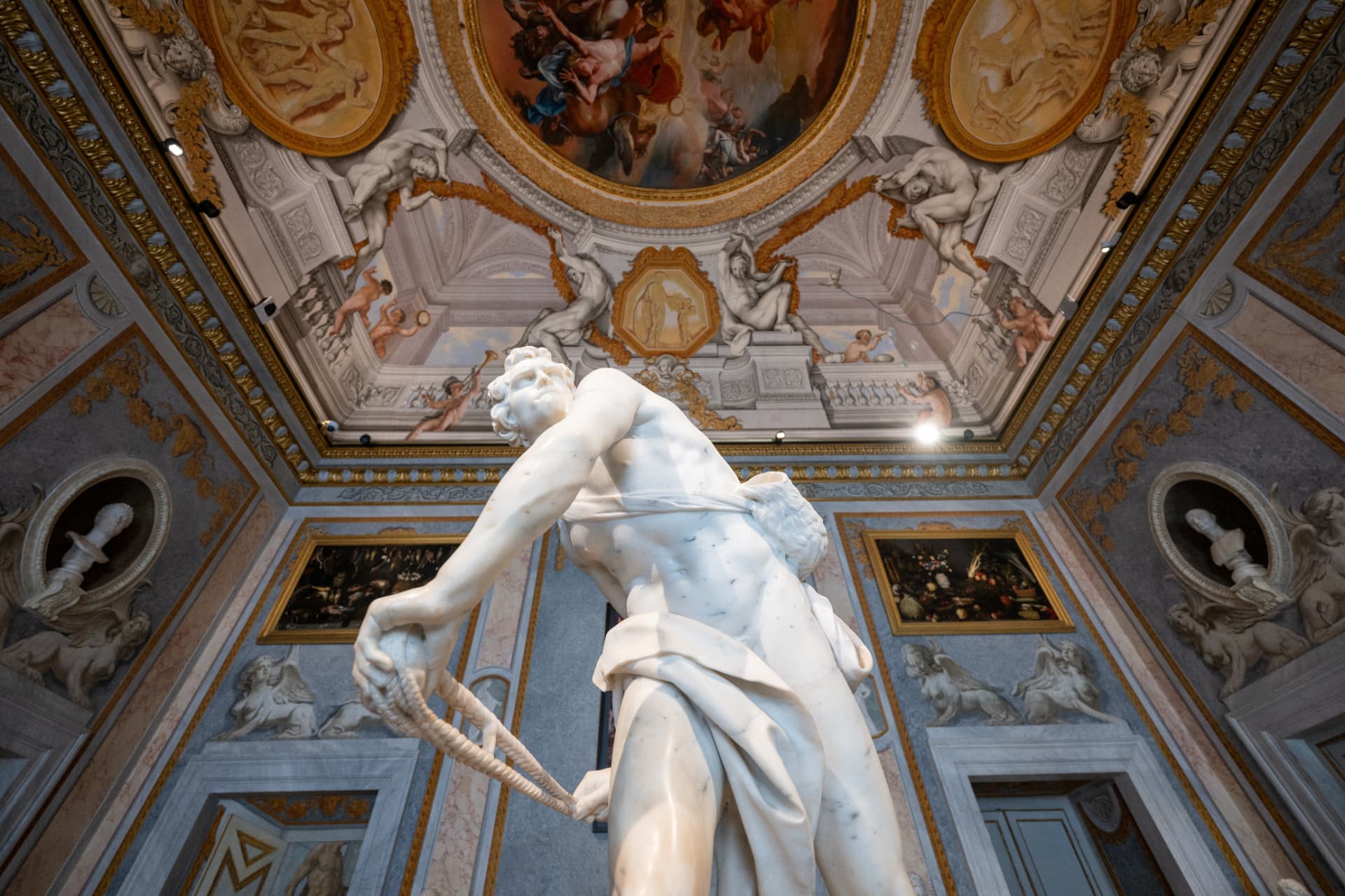Bernini's David inside the Borghese Gallery