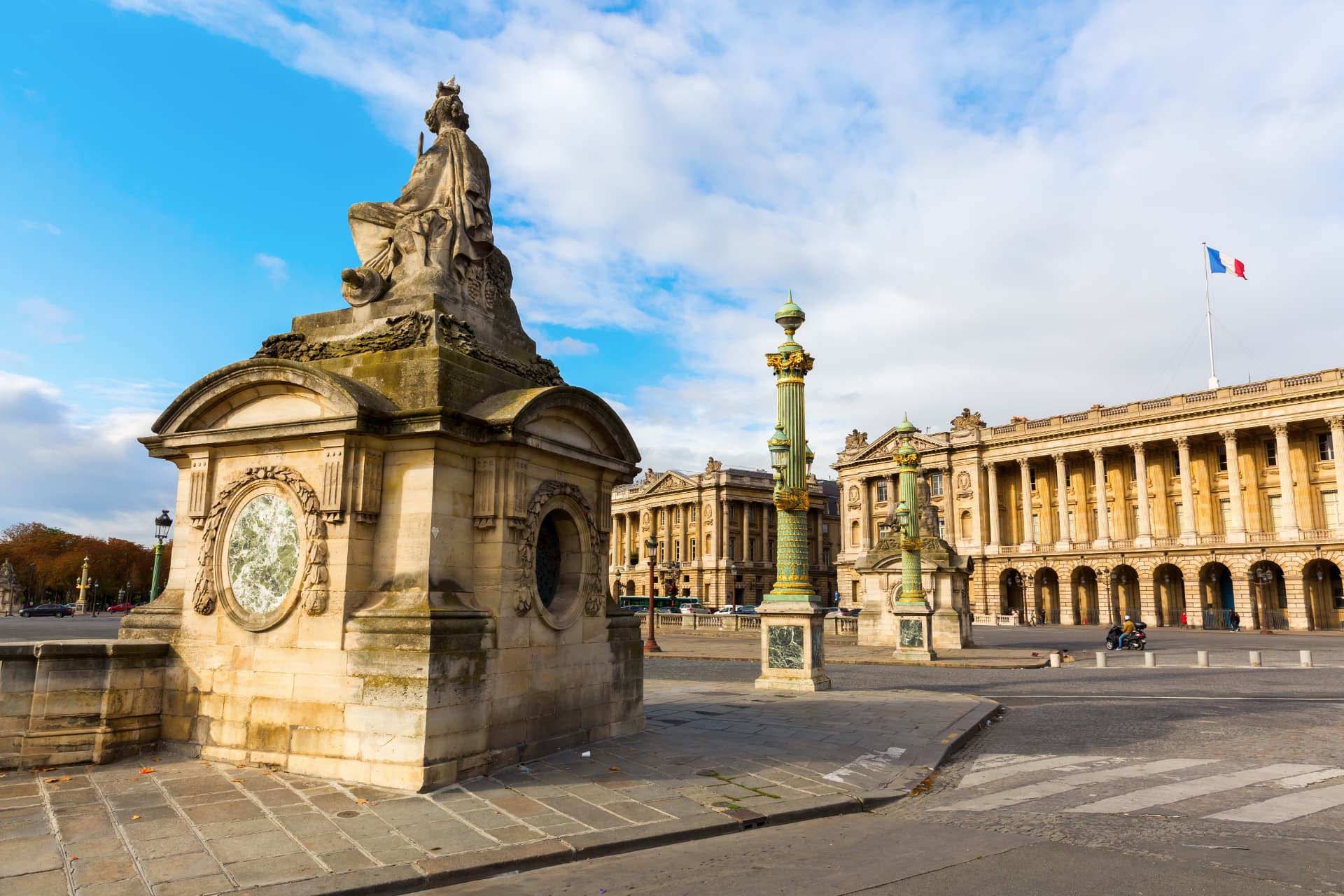 Place de la Concorde with ornate columns and historic Paris buildings