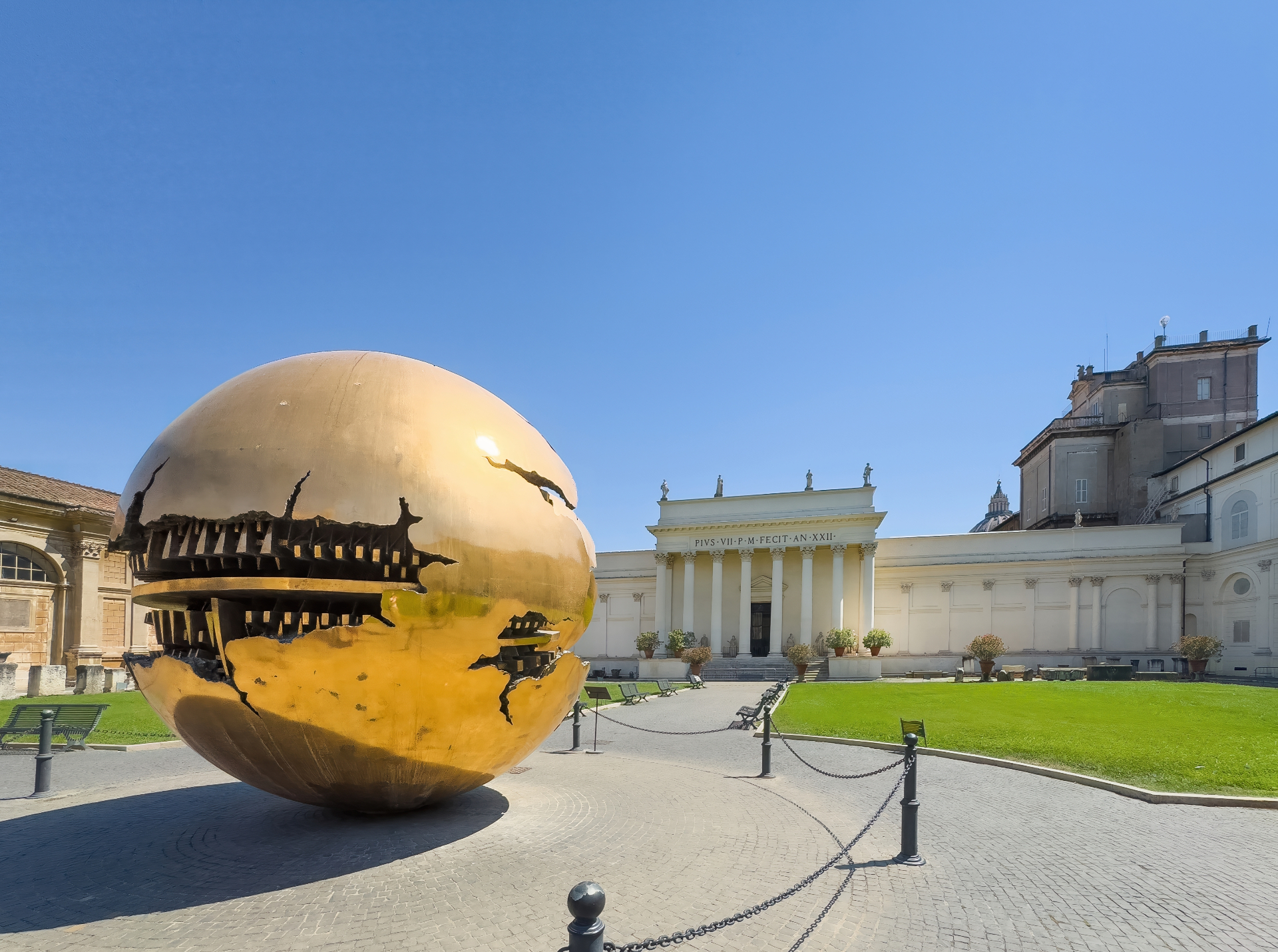 Modern sculpture in a Vatican courtyard near the Egyptian wing
