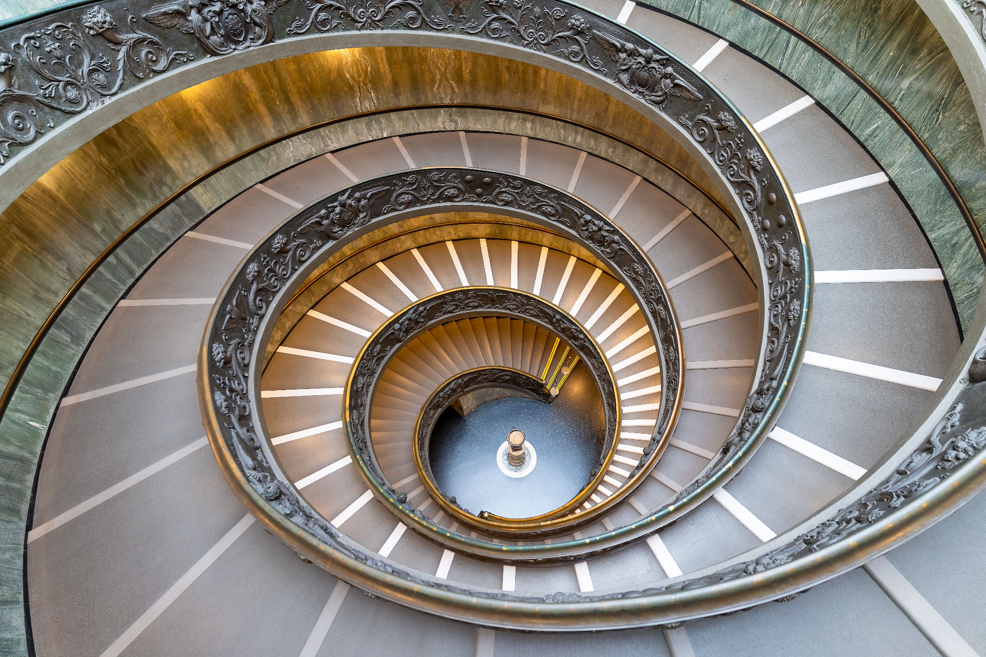Bramante-style double-helix staircase at the Vatican Museums exit