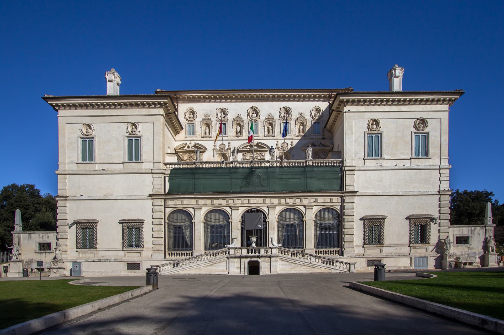 Front facade of the Borghese Gallery in Rome