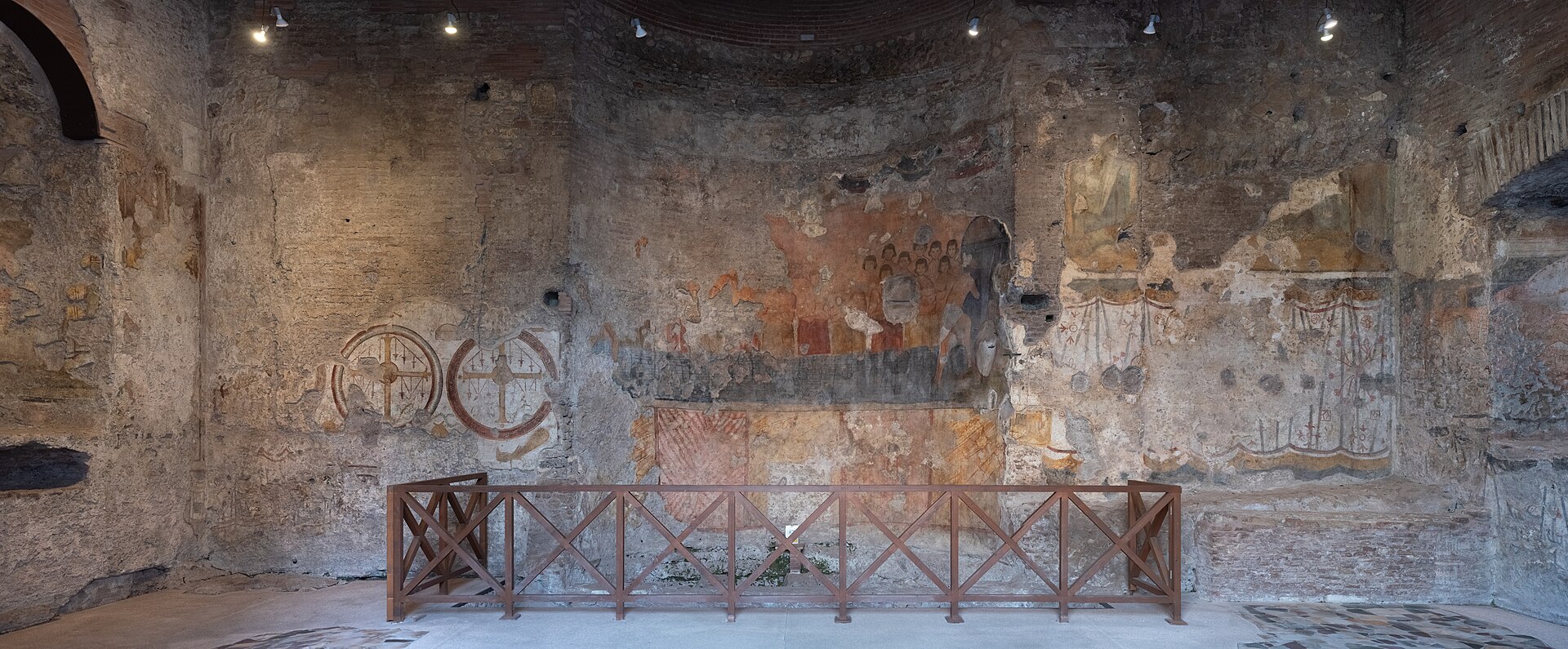 Faded frescoes in the Oratory of the Forty Martyrs next to Santa Maria Antiqua