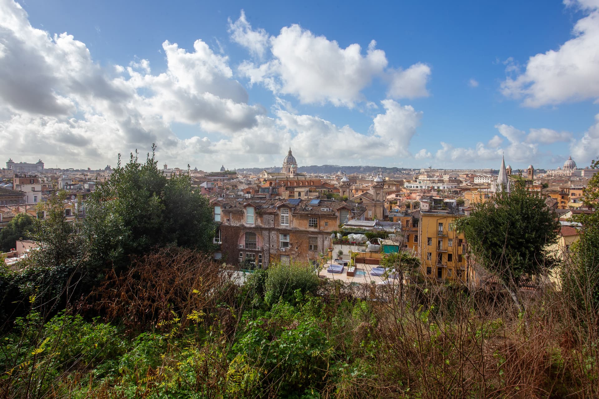 Rome’s rooftops and domes viewed from the Villa Medici hillside