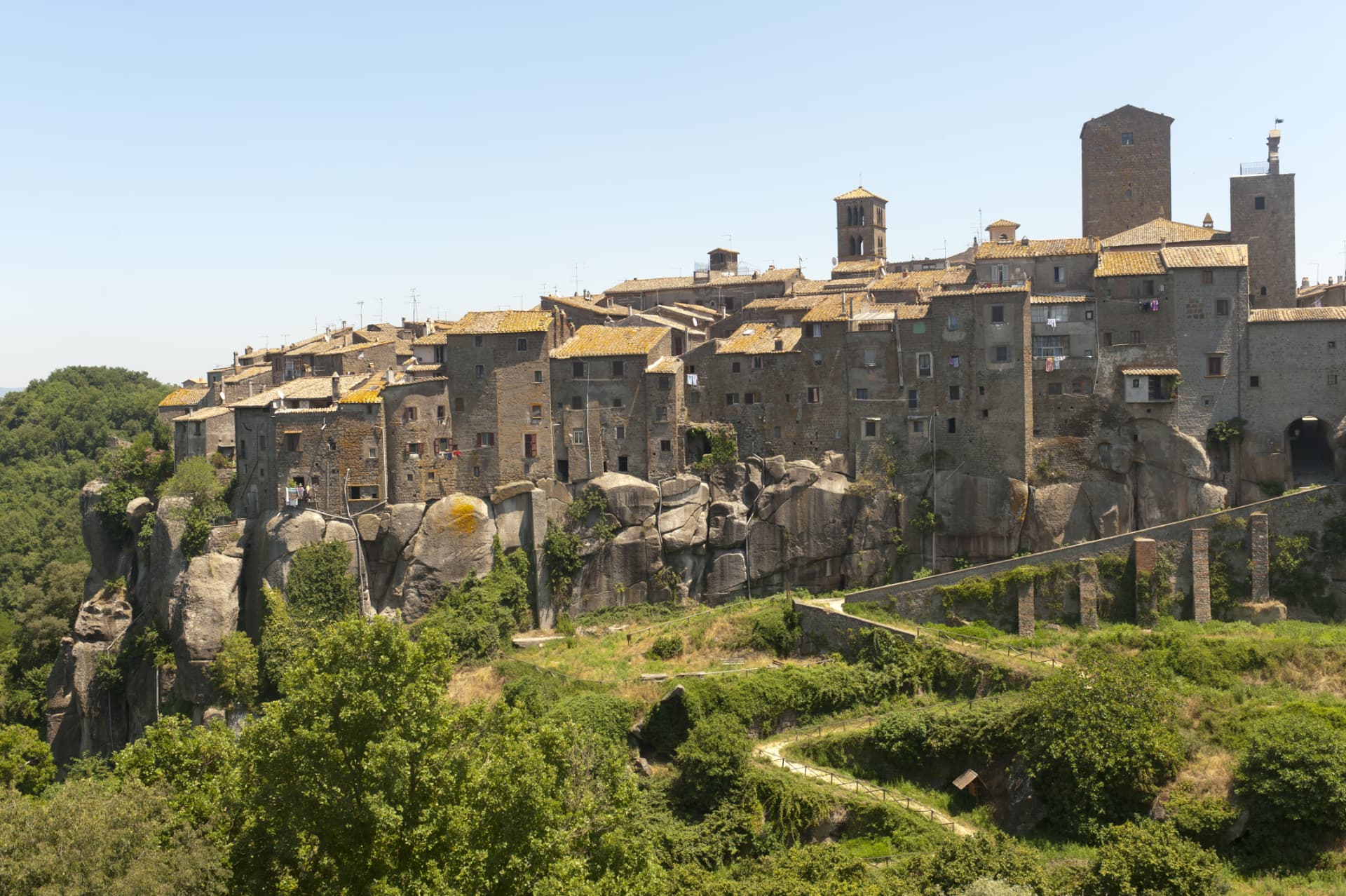 Vitorchiano village built on a volcanic rock cliff near Viterbo