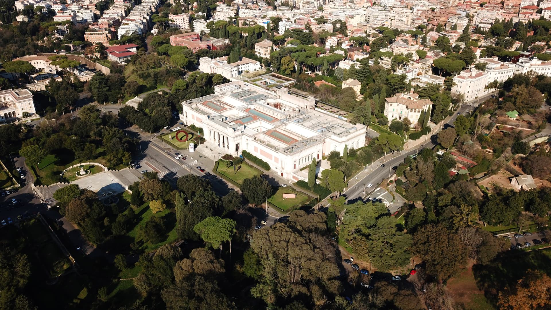 Aerial view of Villa Borghese park in Rome