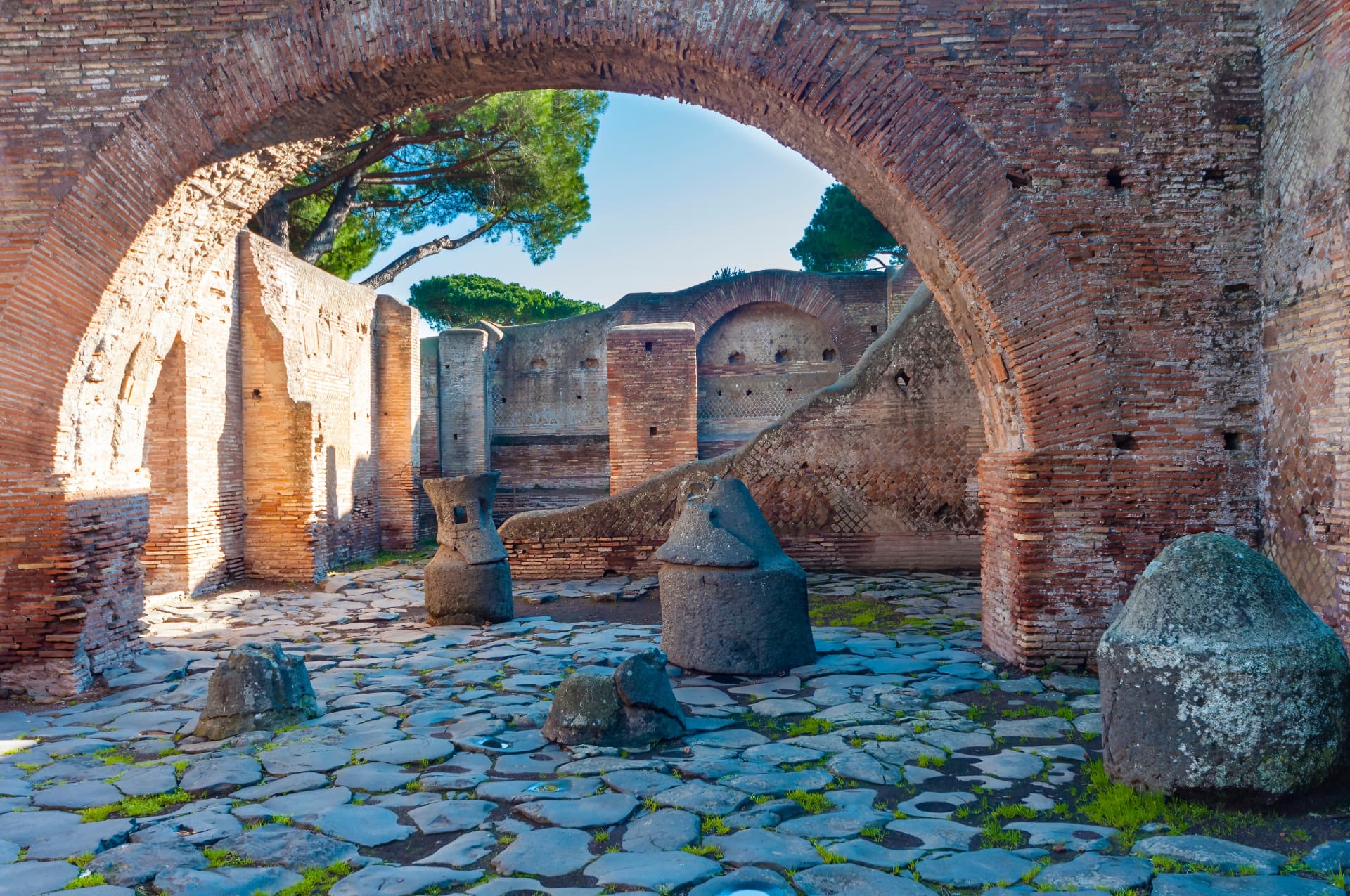 Ancient Roman millstones at Ostia Antica