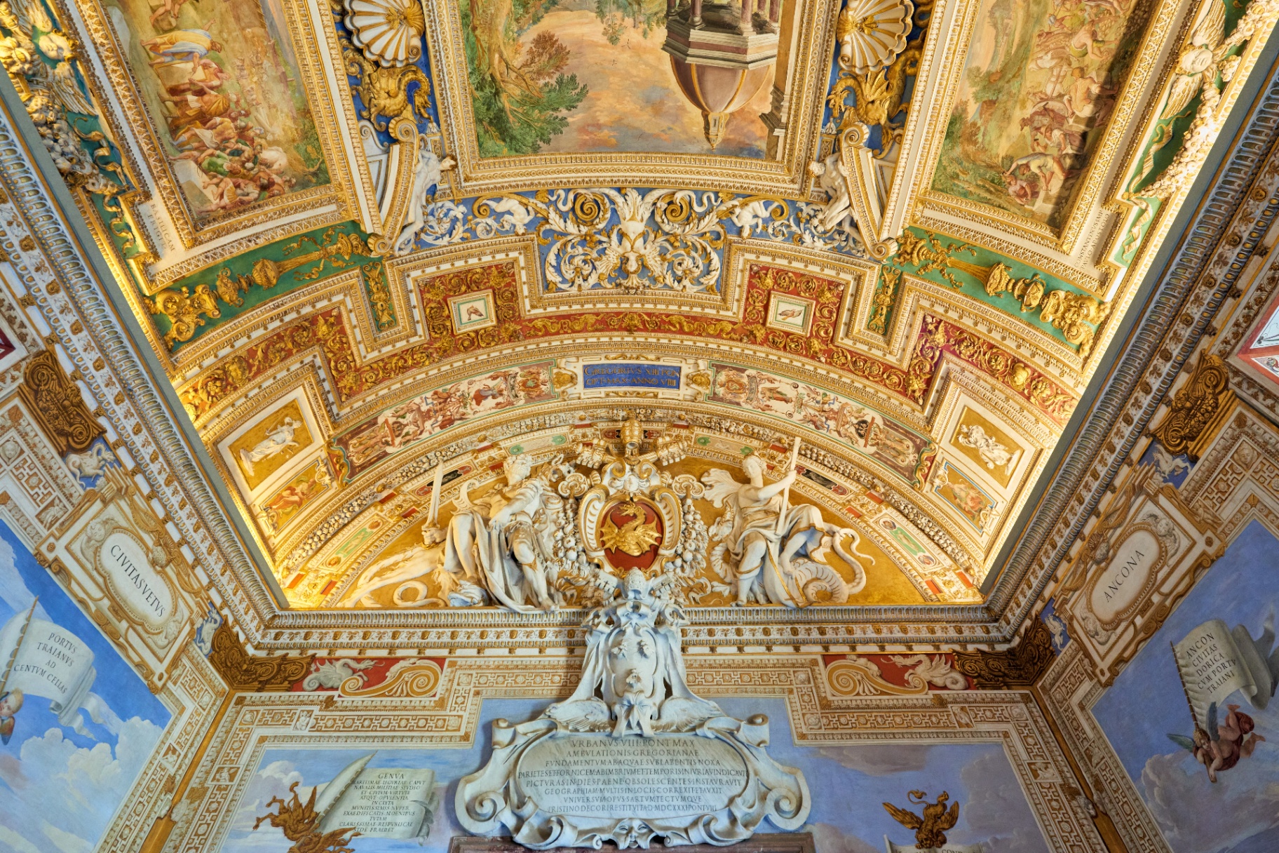 Gallery of Maps vault detail with gilded stucco