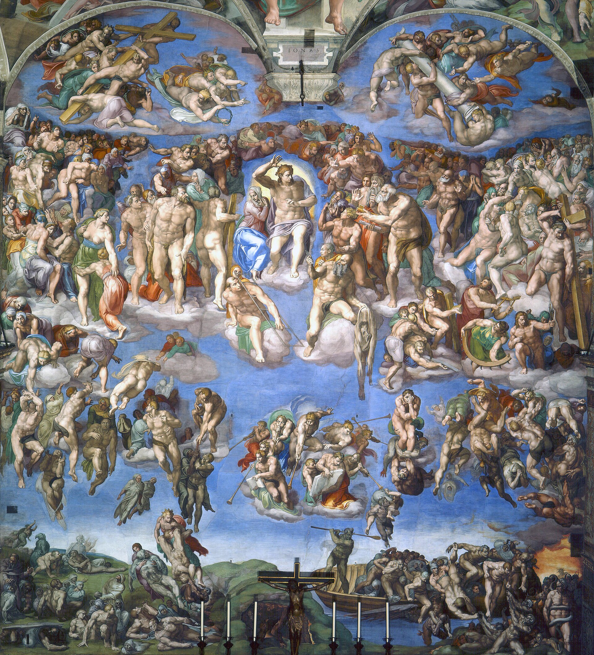 The Last Judgment by Michelangelo — Sistine Chapel altar wall