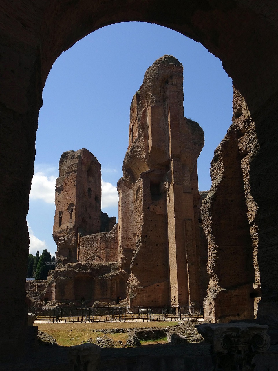 Ancient brick arches at the Baths of Caracalla