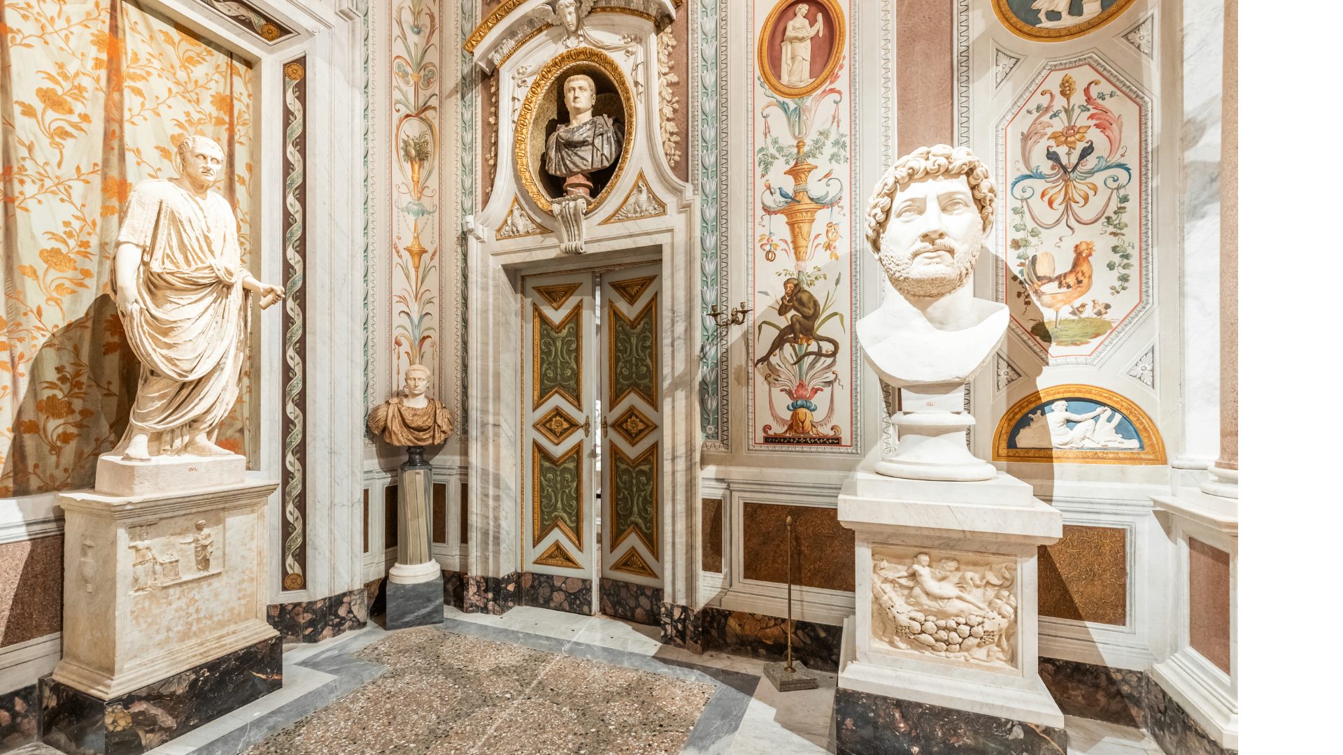 Sculpture gallery interior of the Borghese Gallery in Rome