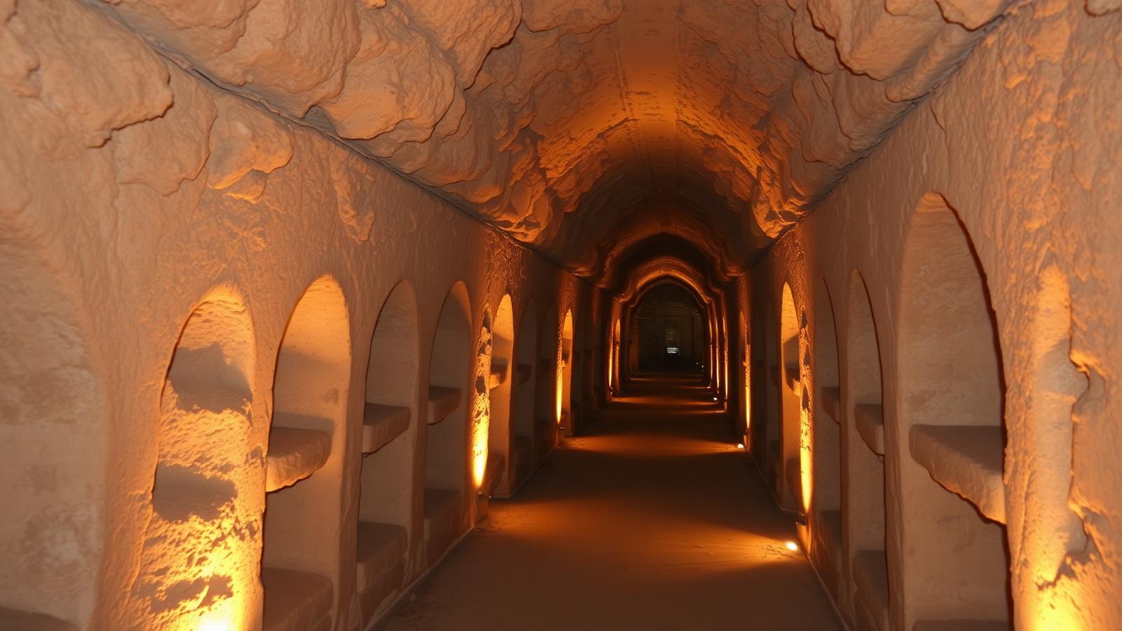 The Catacombs of Sant'Agnese in Rome 2026 — atmospheric tufa rock galleries on Via Nomentana, original burial site of the 12-year-old martyr Saint Agnes, beneath the Constantinian basilica