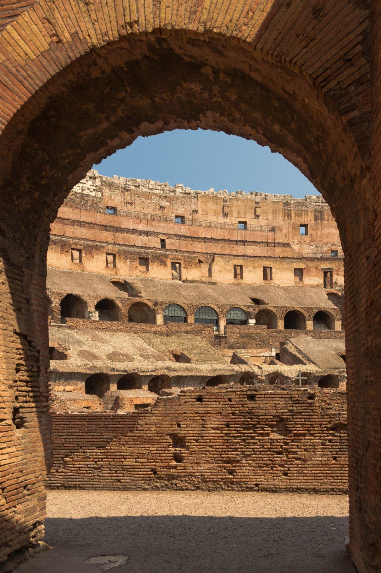 Ancient Roman brick arch and vaulted interior