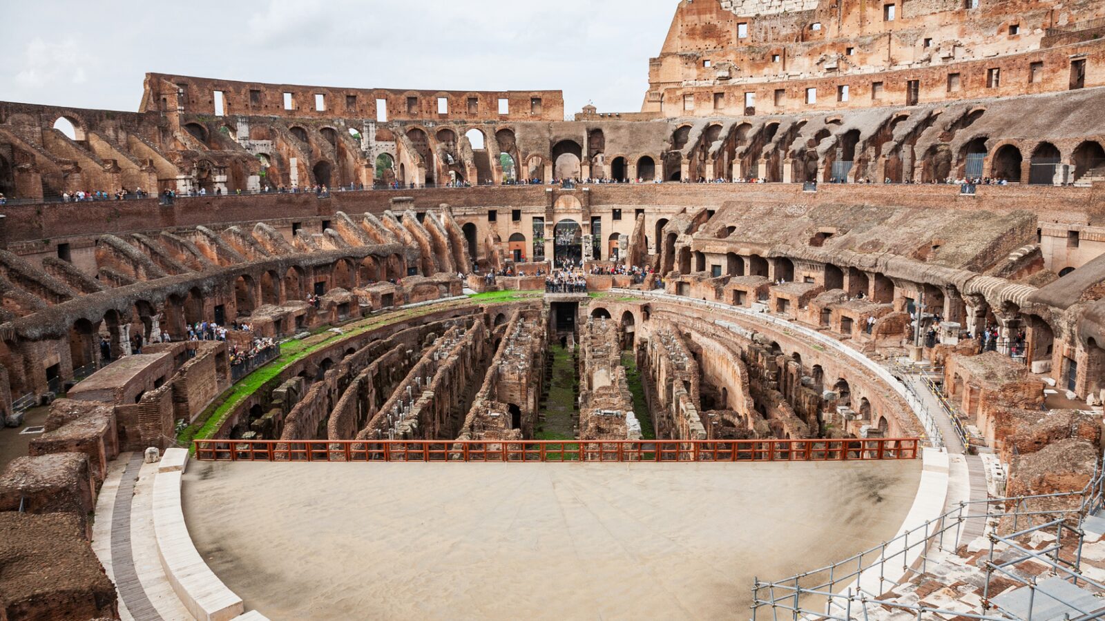 Colosseum arena floor and hypogeum seen from the tiers