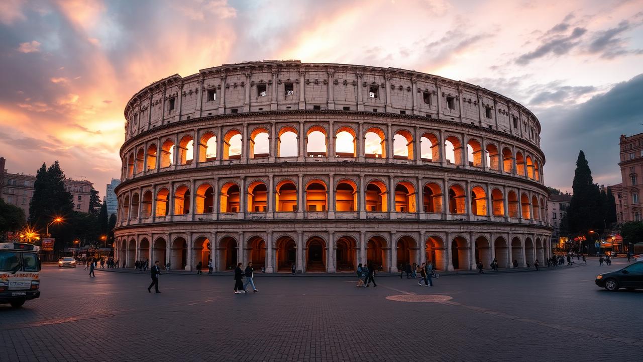 Colosseum in soft early-morning winter light