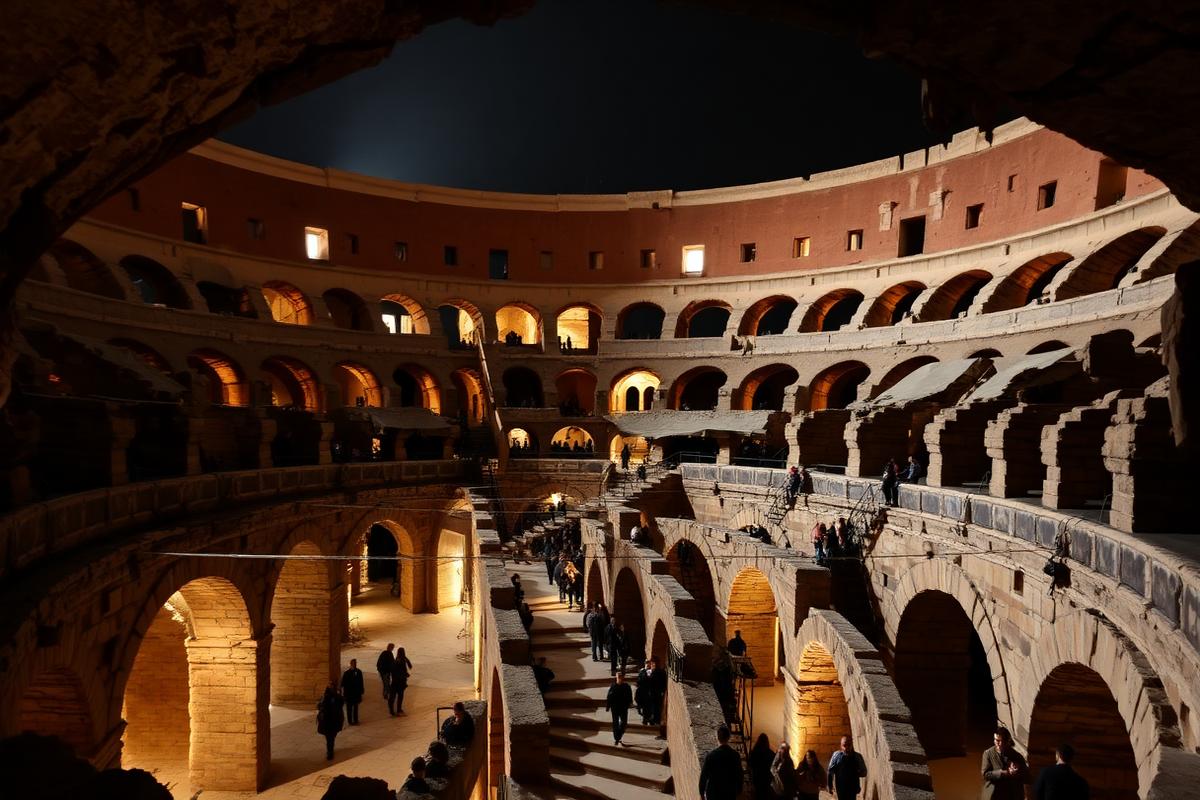 The underground tunnels of the Colosseum where gladiators waited