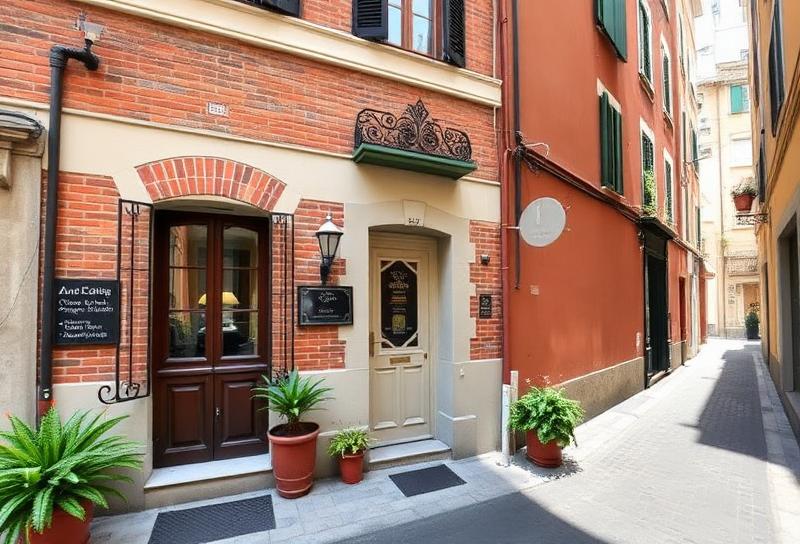 Charming guest house entrance near the Colosseum