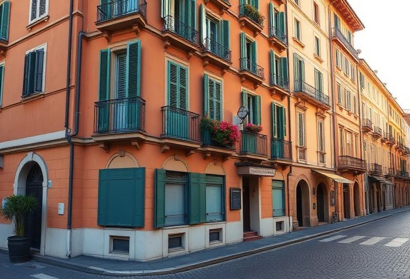 Hotel building facade near the Colosseum in Rome