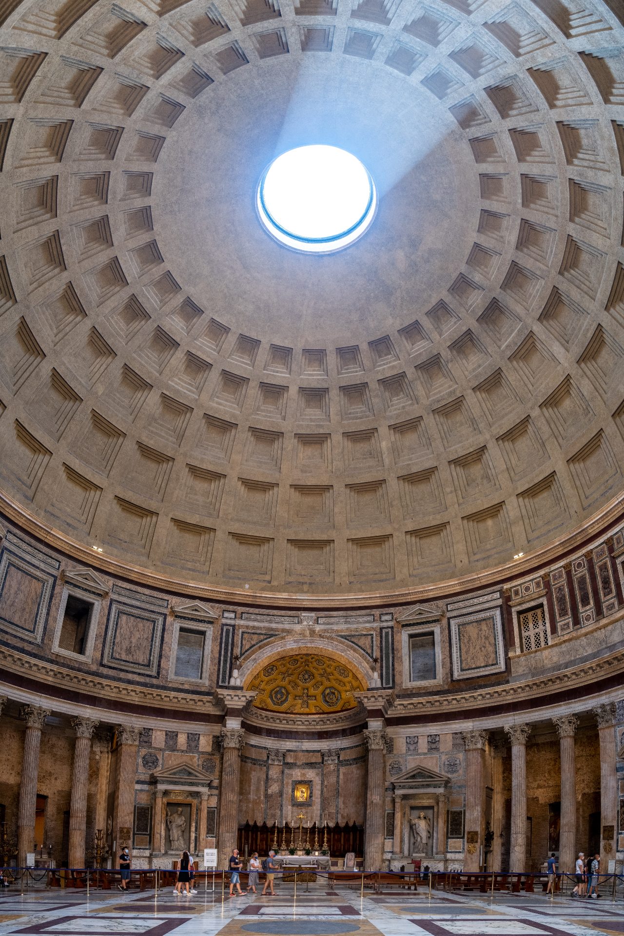 Interior view of the Pantheon Rome dome and oculus — the centrepiece of every guided tour